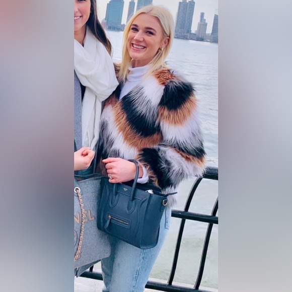 Women's Multicolor Faux Fur Jacket - Picture 3 of 3